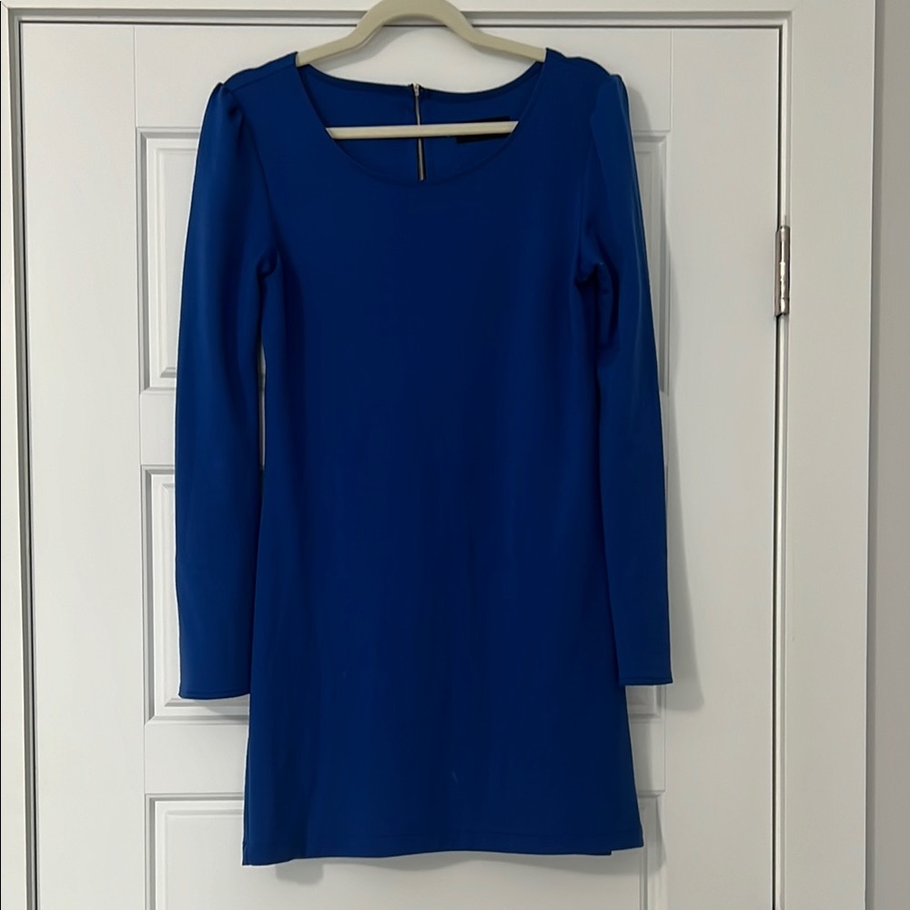 Blue Sheath Long Sleeve Cocktail Dress